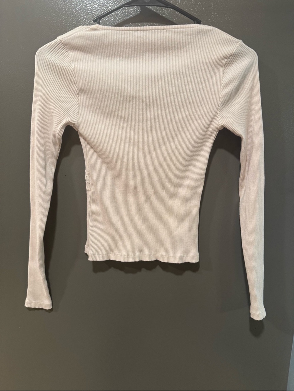 Zara Cream Ribbed Square-Neck Top Size S - Picture 3 of 5